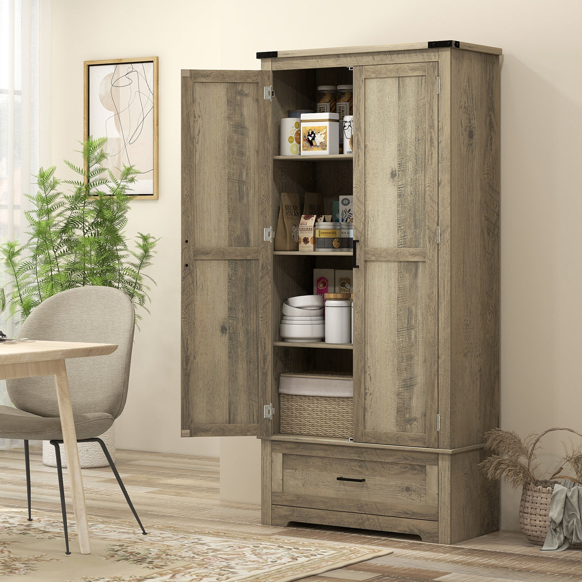Farmhouse Kitchen Pantry Cabinet 69 in Tall