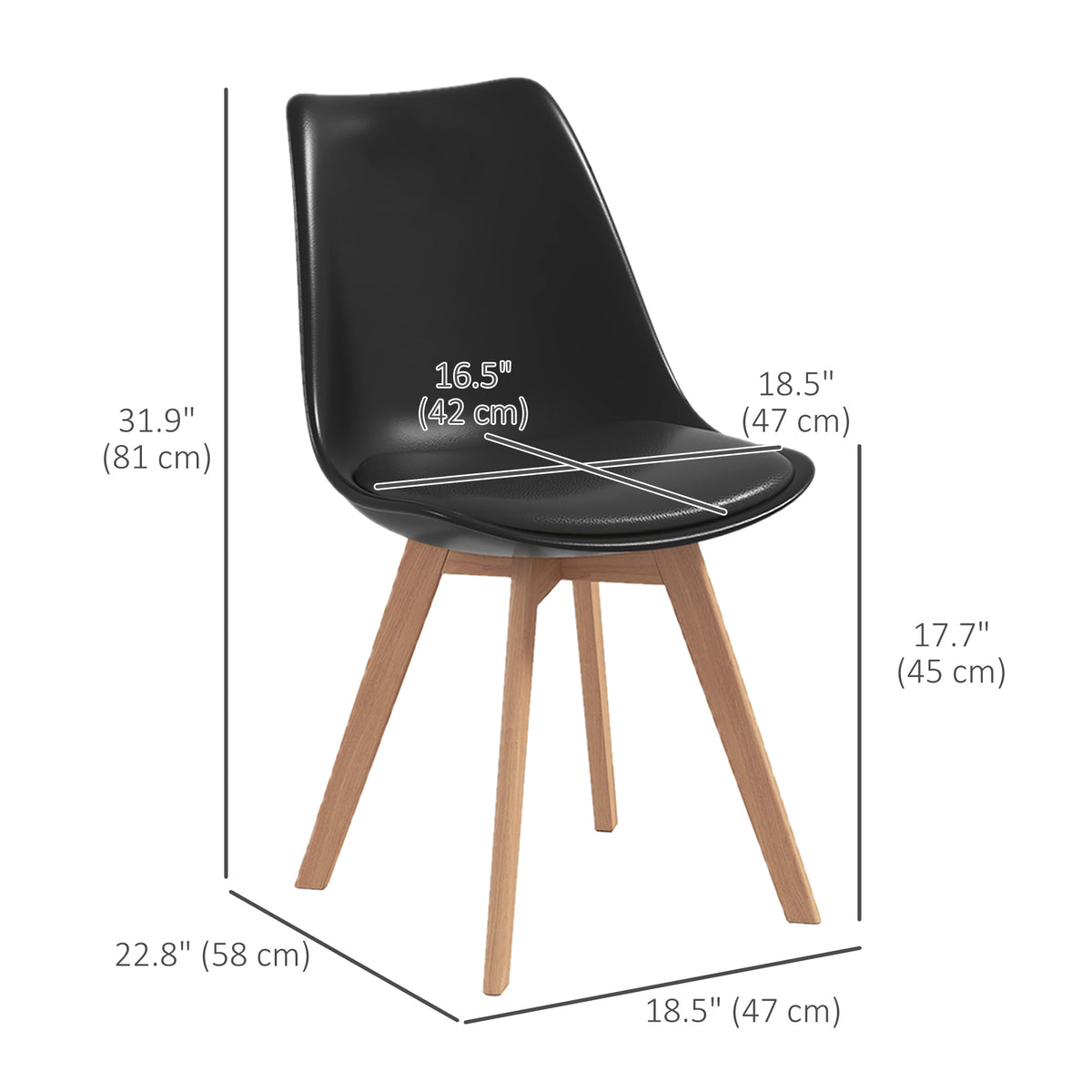 Set of 4 Modern Dining Chairs with Wood Legs