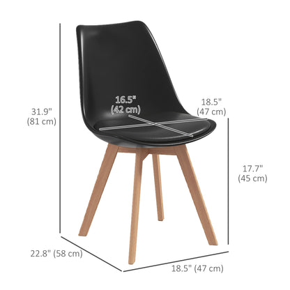 Set of 4 Modern Dining Chairs with Wood Legs
