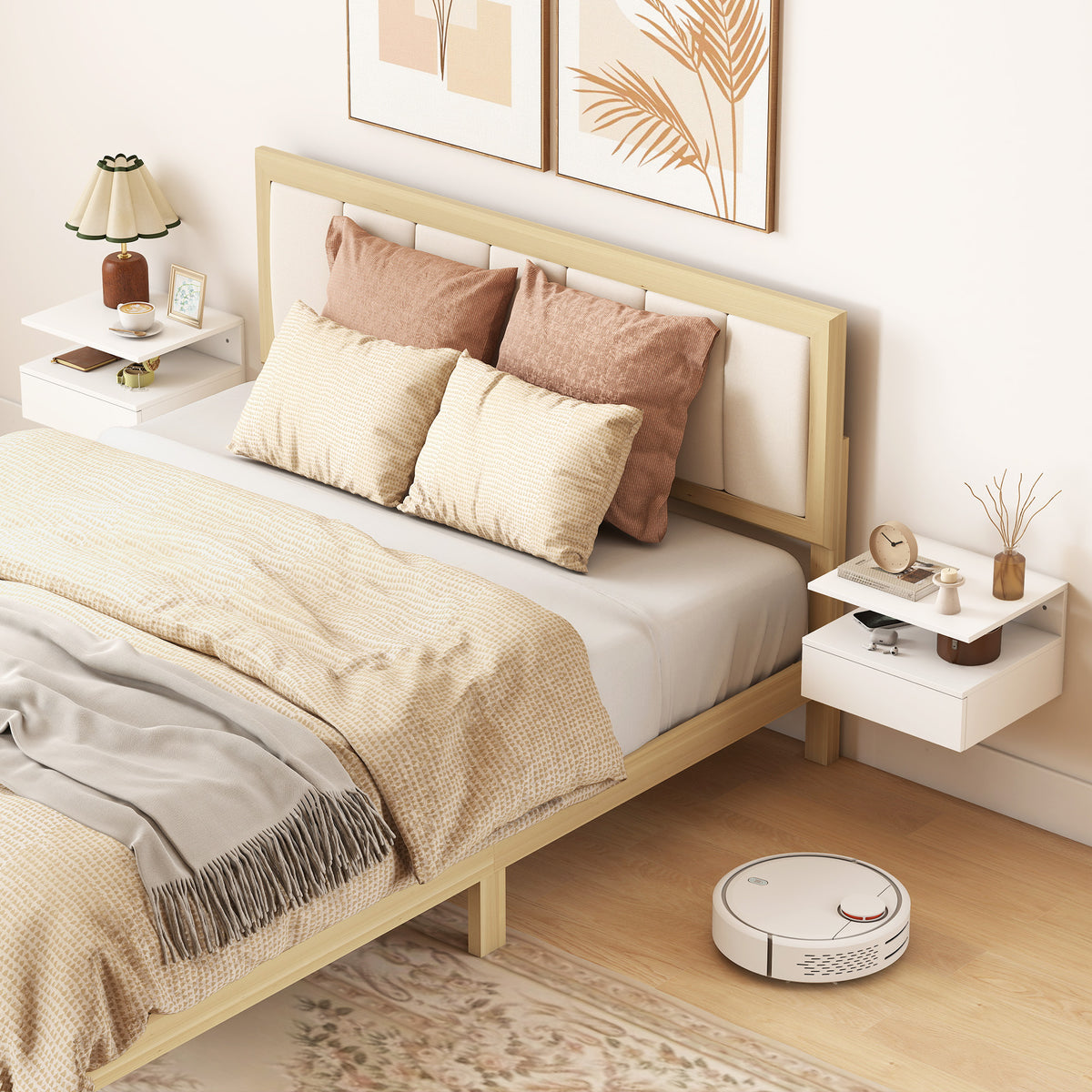 Floating Wall-Mounted Nightstand Set with Drawer — Set of 2