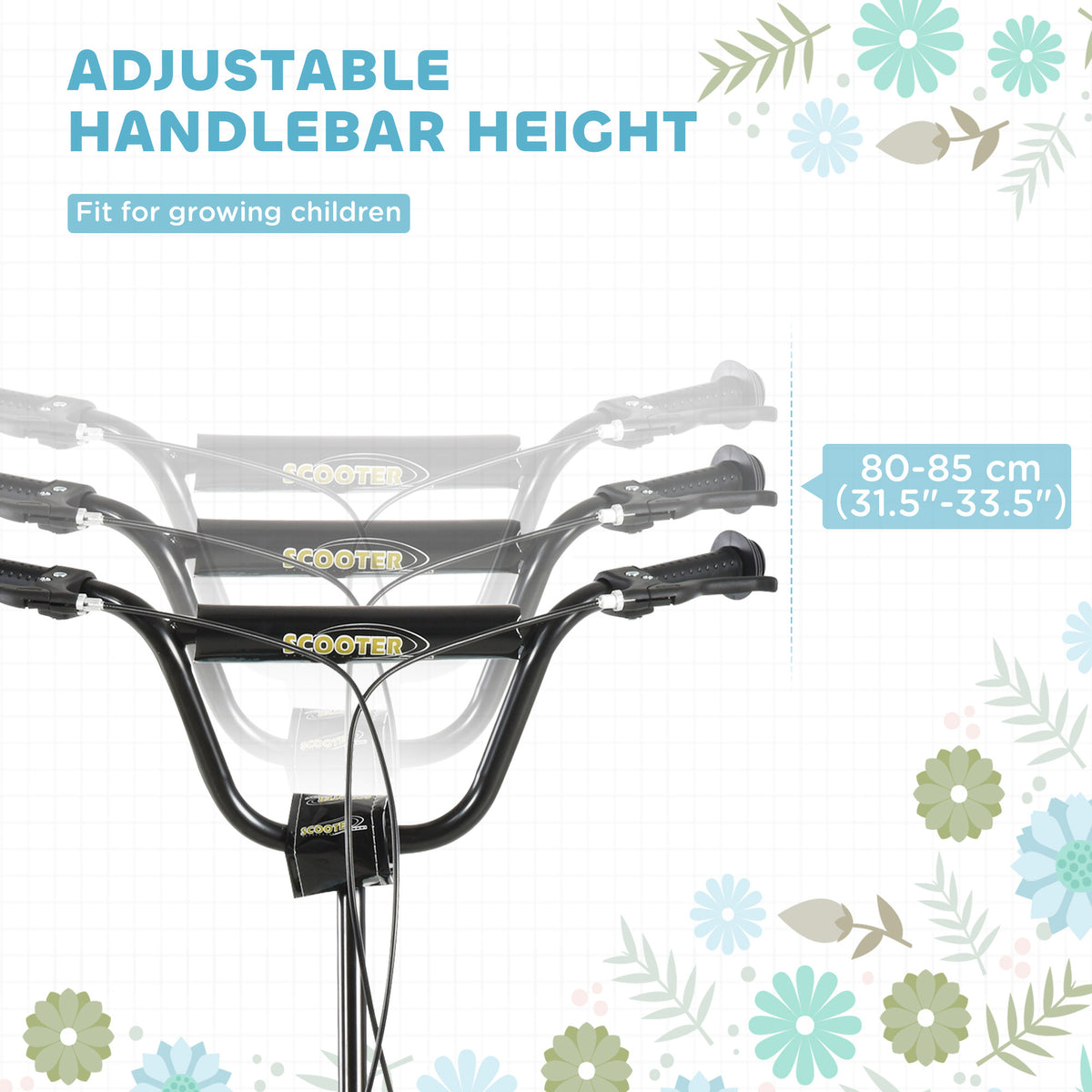 Kids Kick Scooter with Dual Brakes and Inflatable Wheels