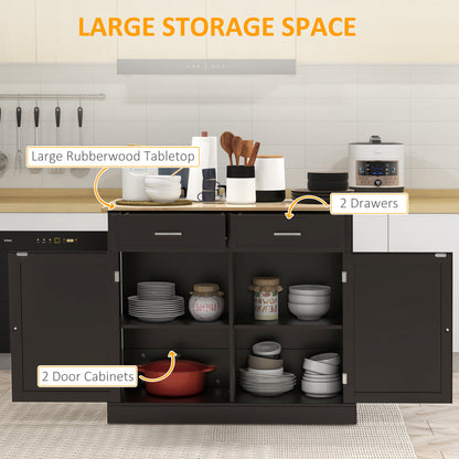 Rolling Kitchen Island with Adjustable Shelves