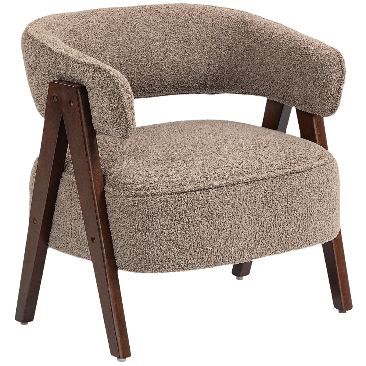 Sillón decorativo de forro sherpa con patas de madera nórdicas