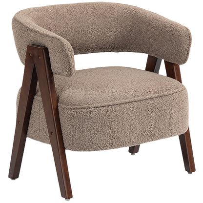 Sillón decorativo de forro sherpa con patas de madera nórdicas