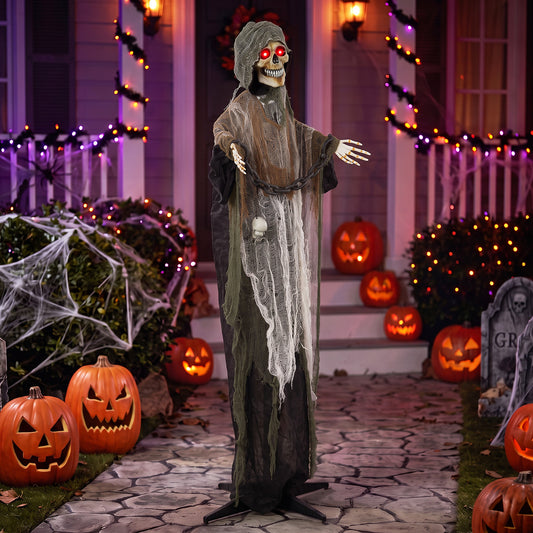 Life-Size Animated Grim Reaper with Glowing Eyes