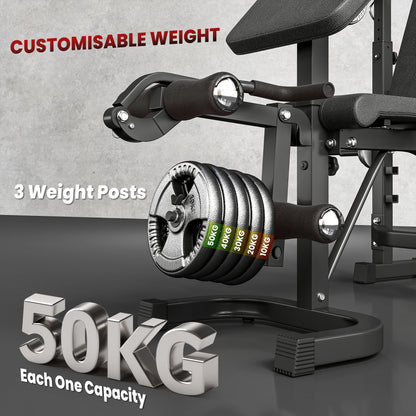 Banco de musculación regulable con soporte para sentadillas