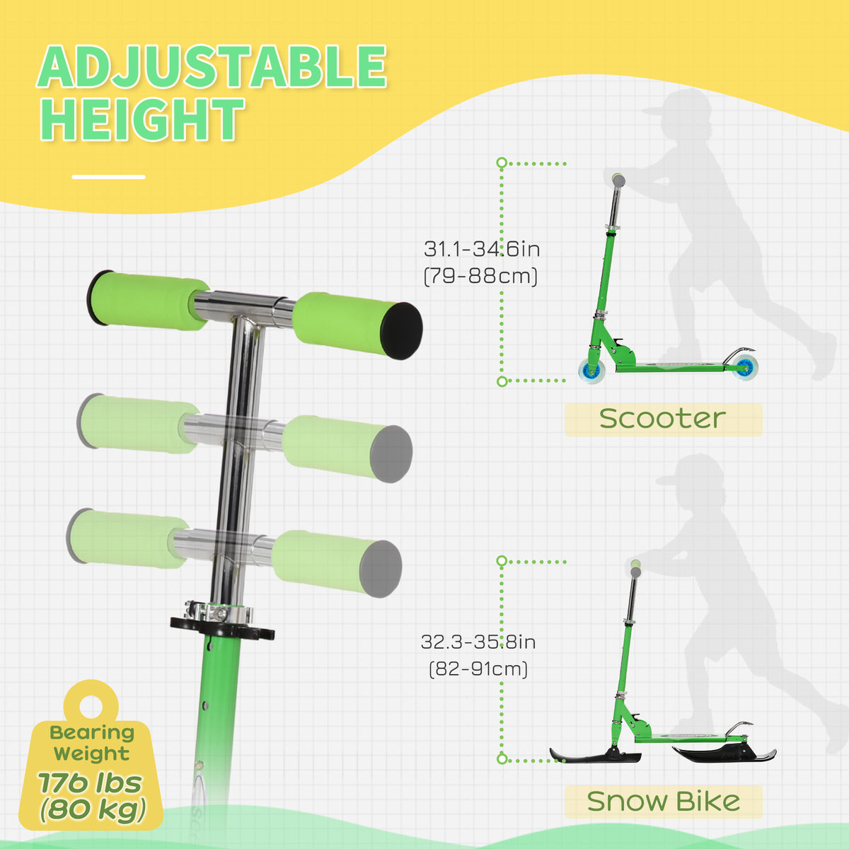 2-in-1 foldable snow scooter