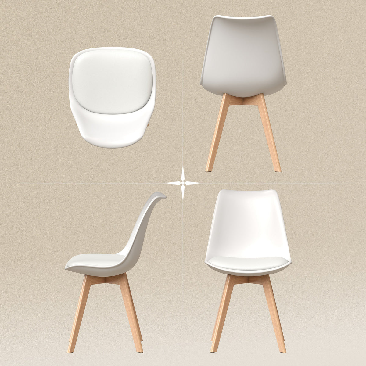 Modern Dining Table Chairs Set of 6 Wooden