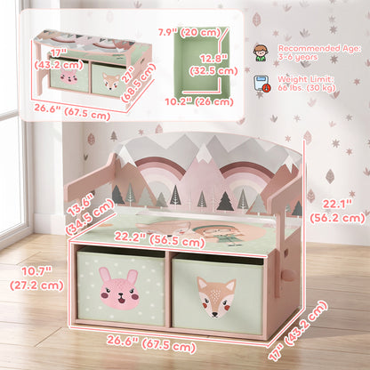 3-in-1 convertible wooden toy storage chest
