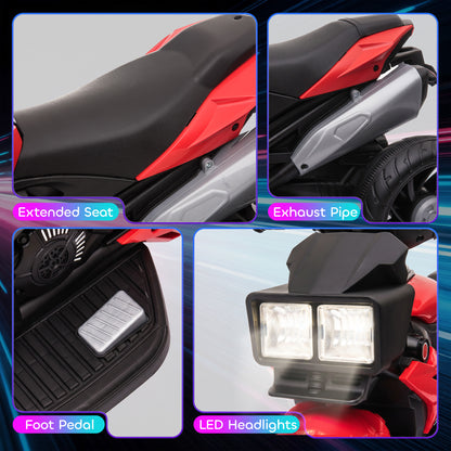 Electric Motorcycle Ride-On Toy 6V Pedal Powered Music Headlights