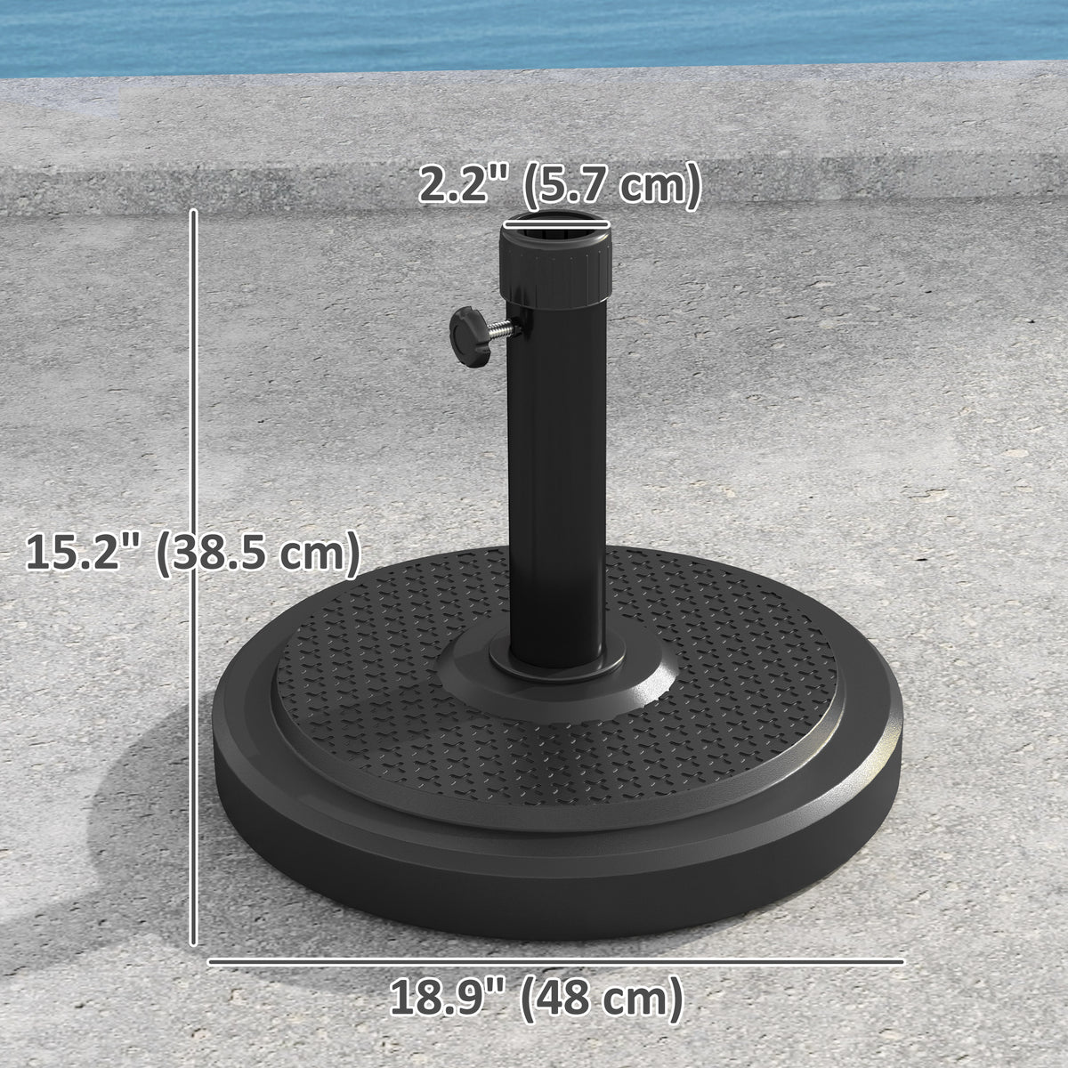 Round HDPE Patio Umbrella Base 48 lbs