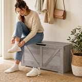 Rustic storage chest with safety hinges