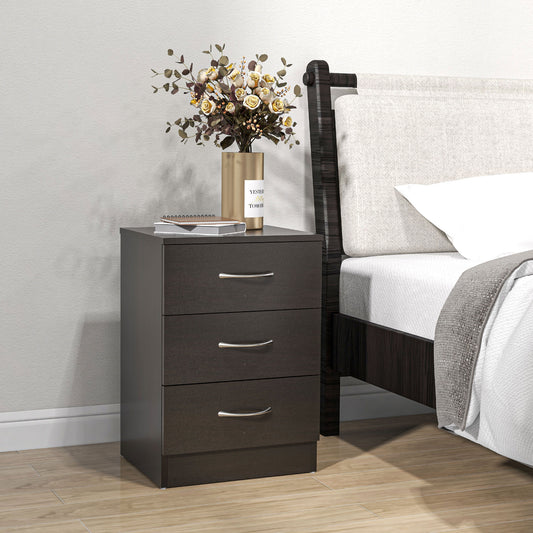 Modern Nightstand 3 Drawers Anti-tip Design — Set of 2