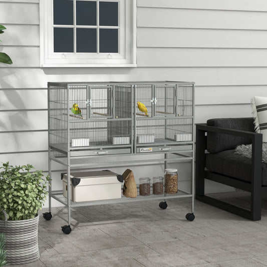 Large double rolling metal bird cage