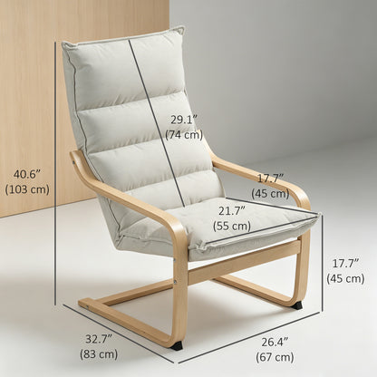 High-Back Velvet Accent Armchair Curved Birch Legs