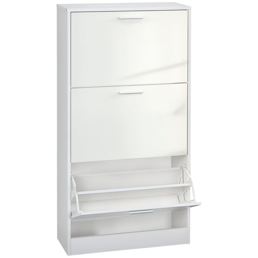 Slim shoe storage cabinet with 3 flip drawers