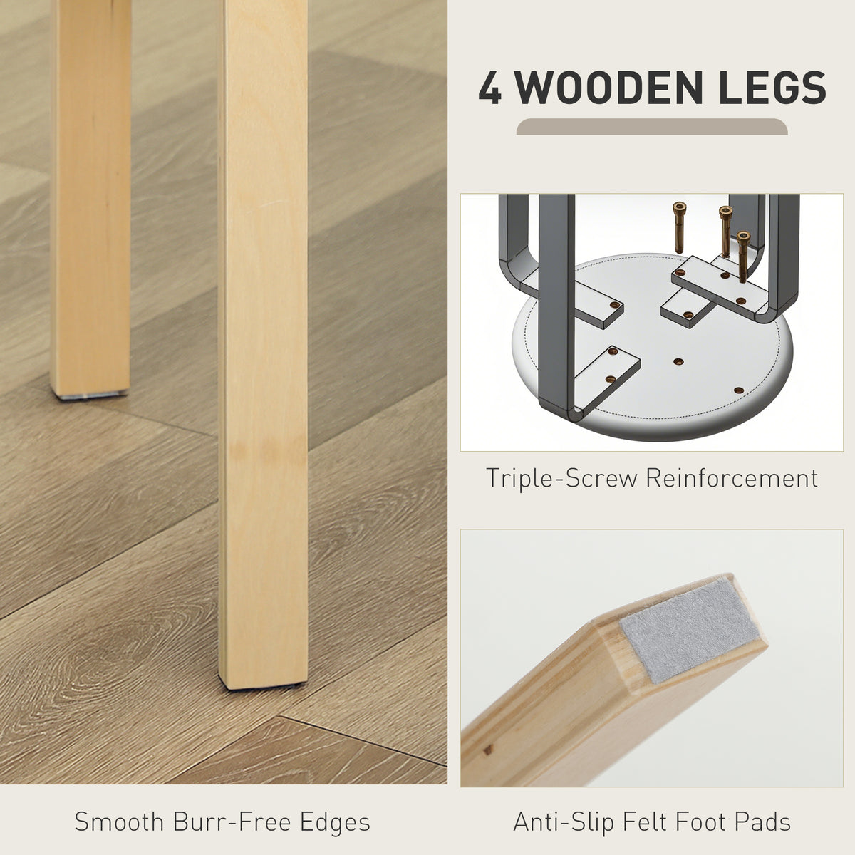 Stackable Wood Kitchen Stools Set of 4