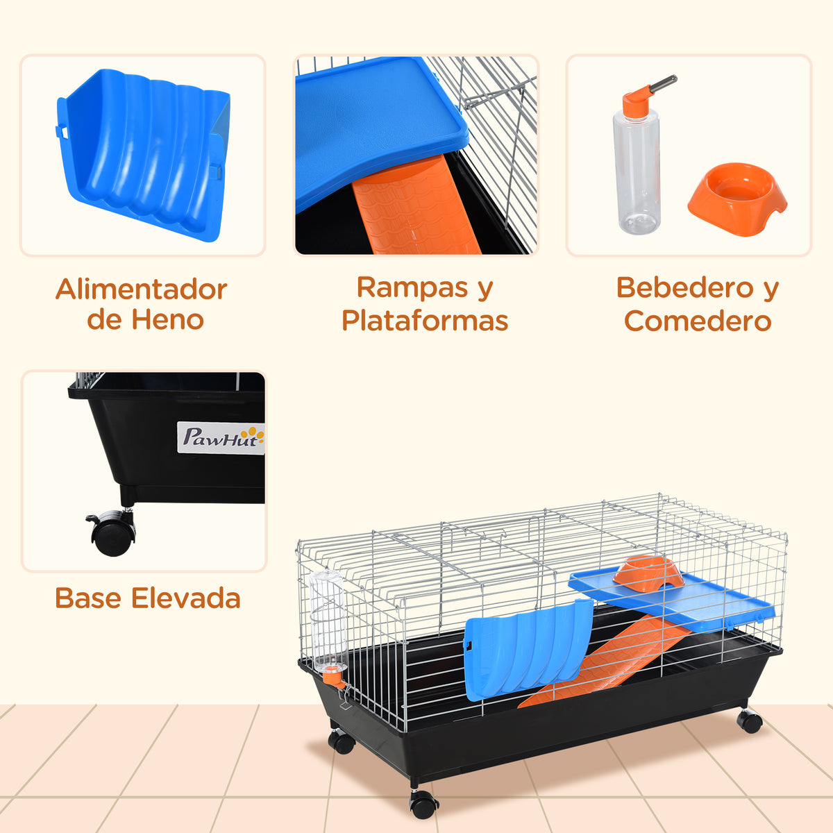 Small Animal Cage with Wheels and Accessories