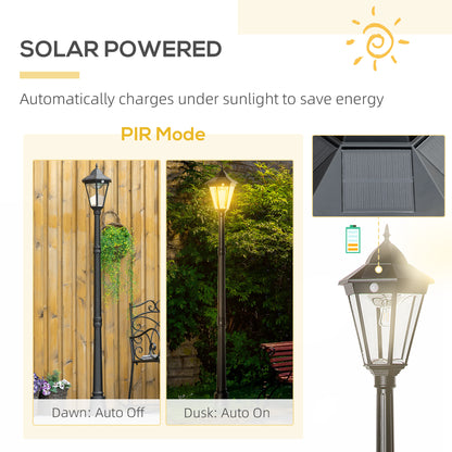 196cm Solar Outdoor Motion Sensor Floor Lamp Black