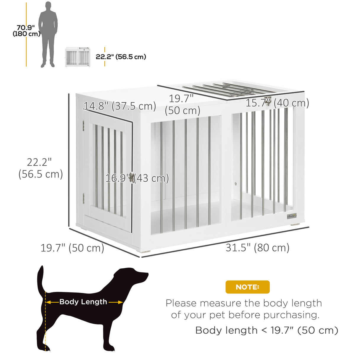Dog crate furniture medium size double door 31.5 inch