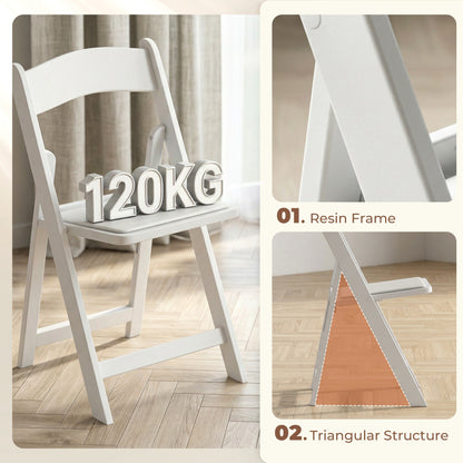 Padded Folding Resin Chairs, Set of 4