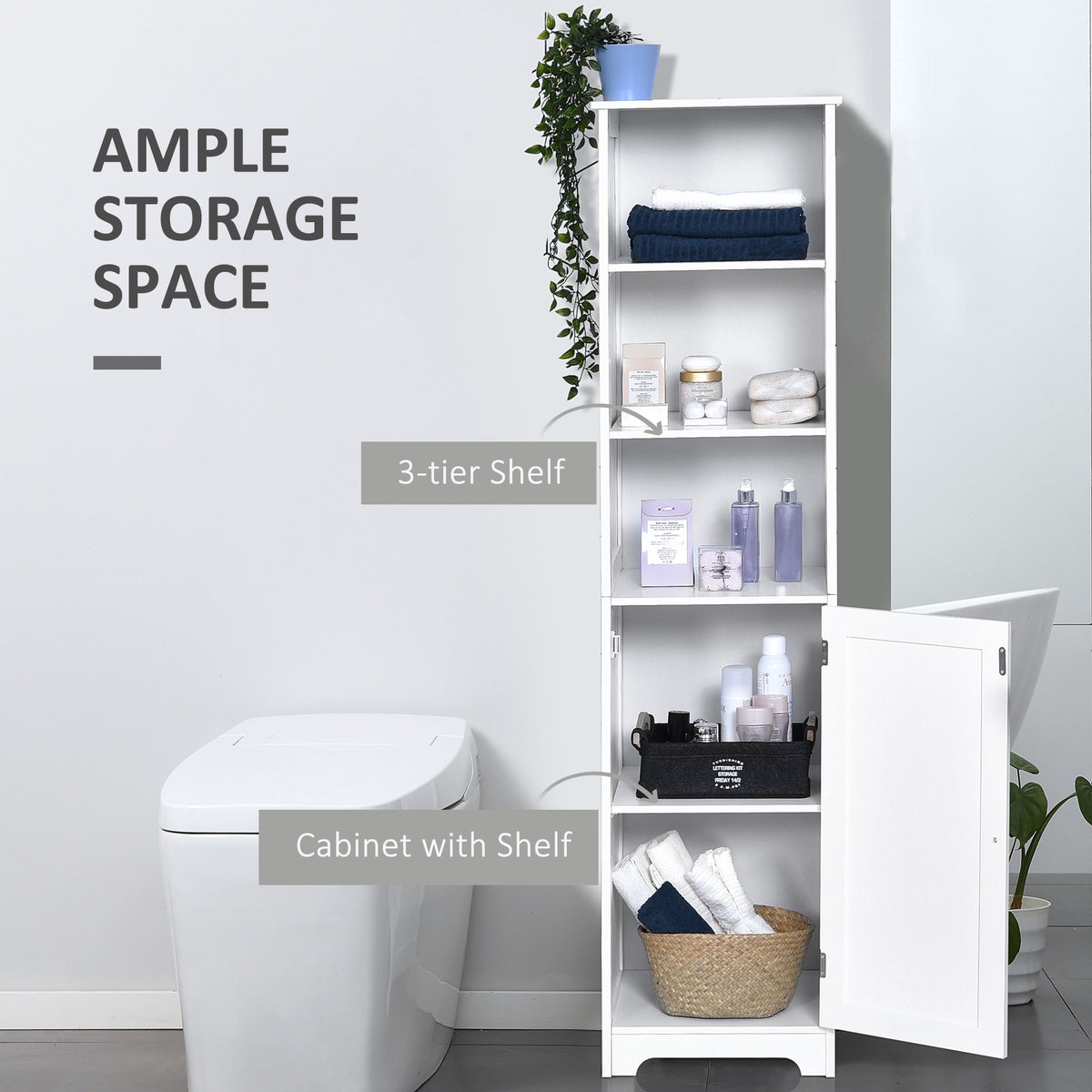 Tall freestanding bathroom storage cabinet
