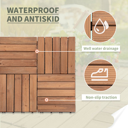 Interlocking Wood Deck Tiles — 27-Piece Set