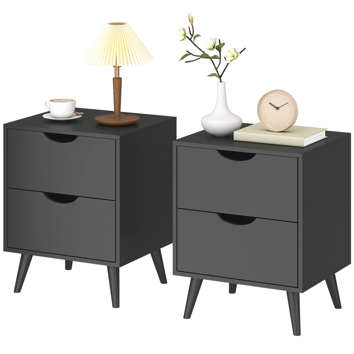 Modern bedside tables set of 2 drawers