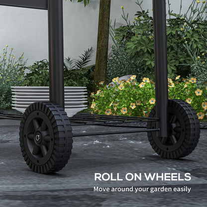 Charcoal BBQ with thermometer and wheels