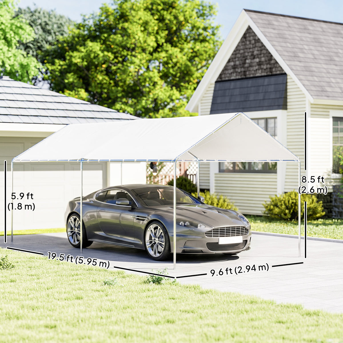 Car Shelter 10' Galvanized Steel