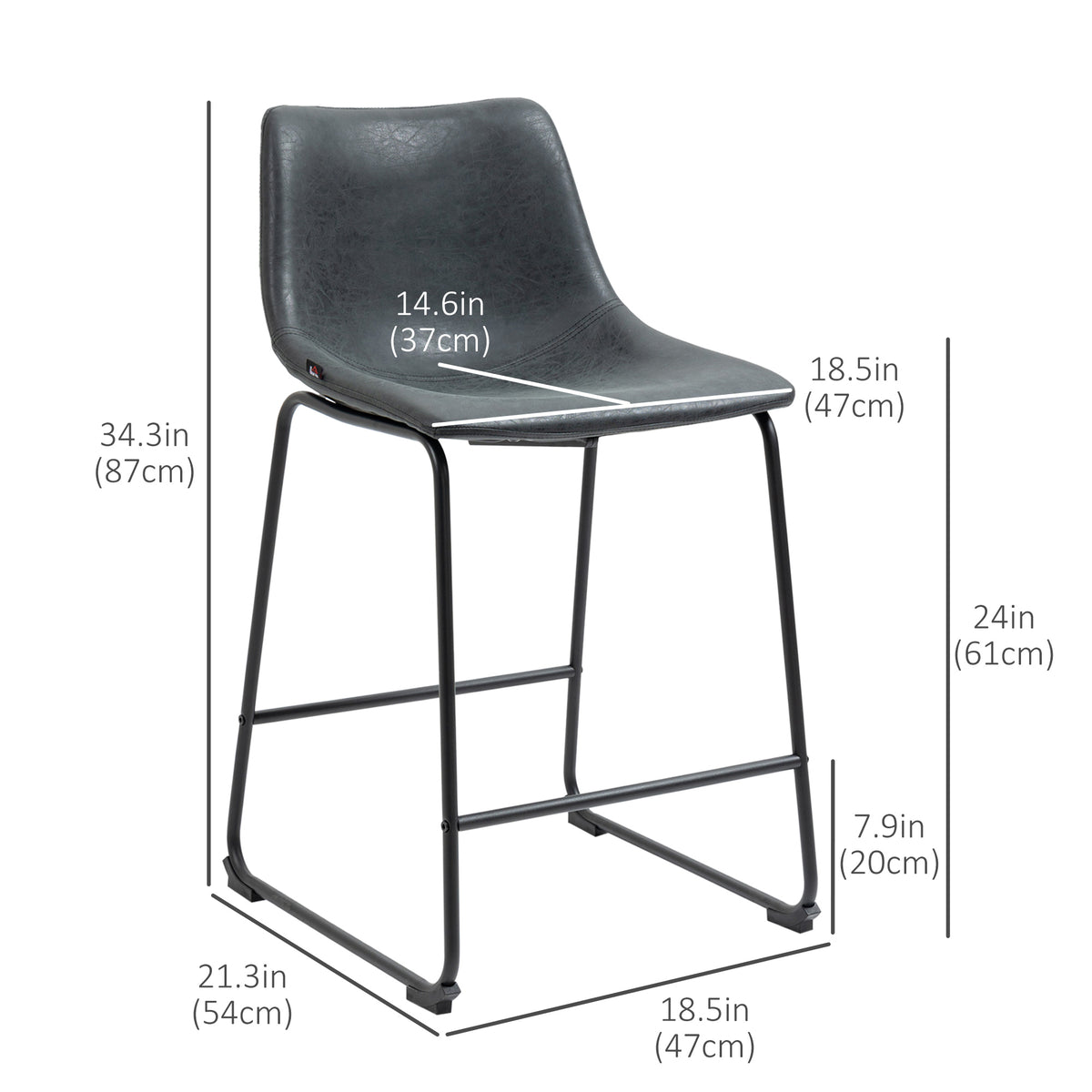 Bar stools counter height set of 2