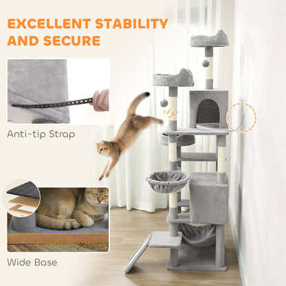 Árbol para gatos de varios niveles de 192 cm con 8 rascadores