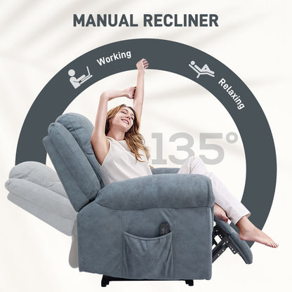 Manual Recliner Chair with Vibration Massage and Side Pockets