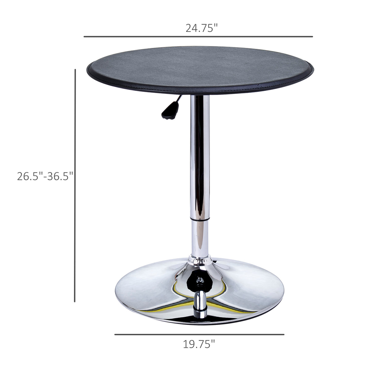 Round Bar Table Adjustable Height Faux Leather Top