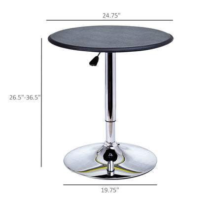 Round Bar Table Adjustable Height Faux Leather Top