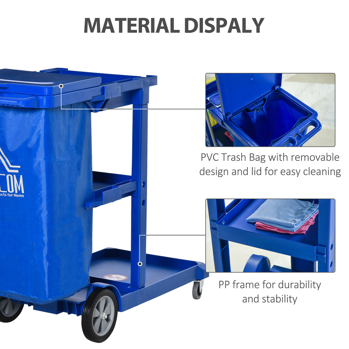Janitorial Cart 3-Tier with Rubbish Bag