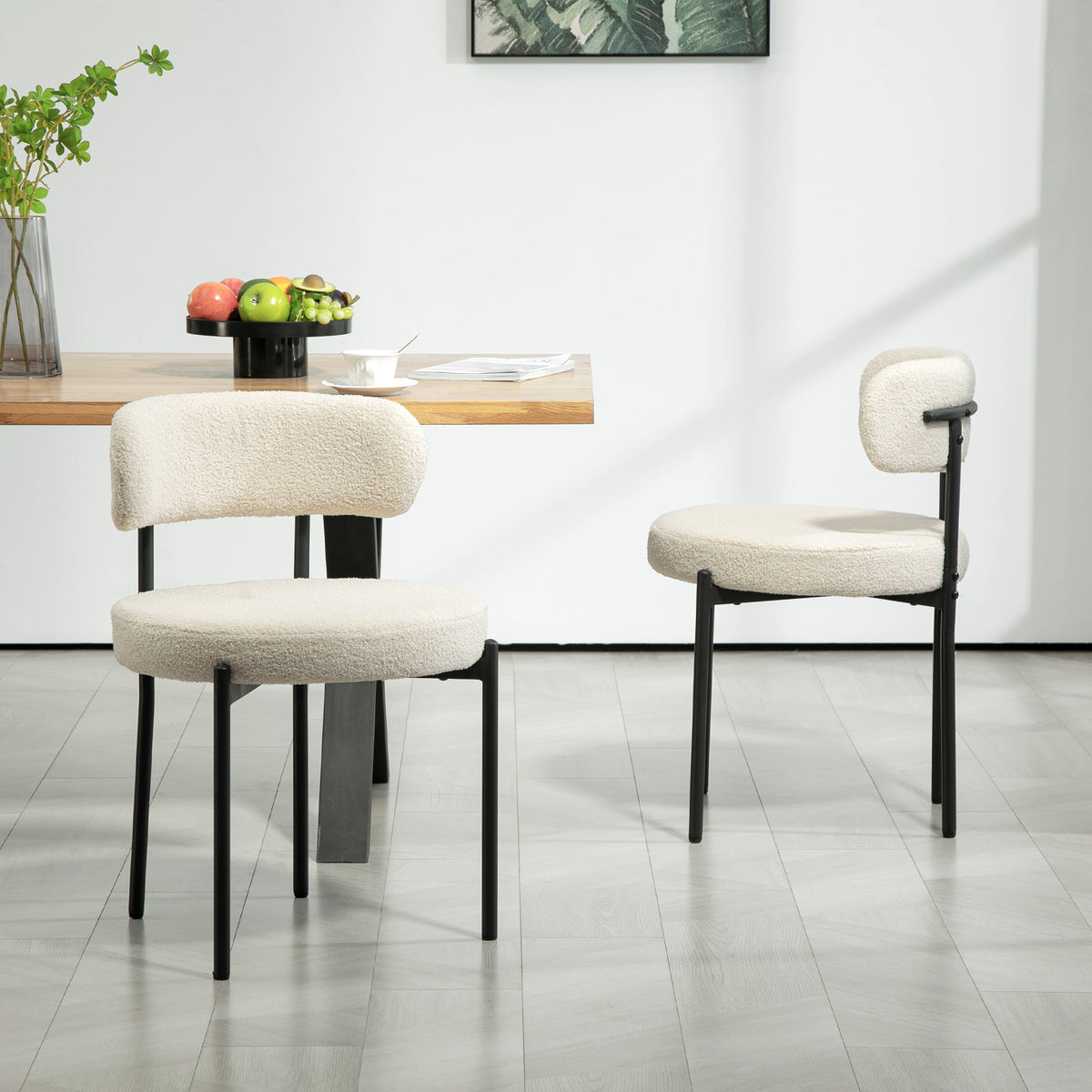 Modern Berber Fleece Dining Chairs — Set of 2