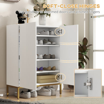 Shoe storage cabinet with adjustable shelves
