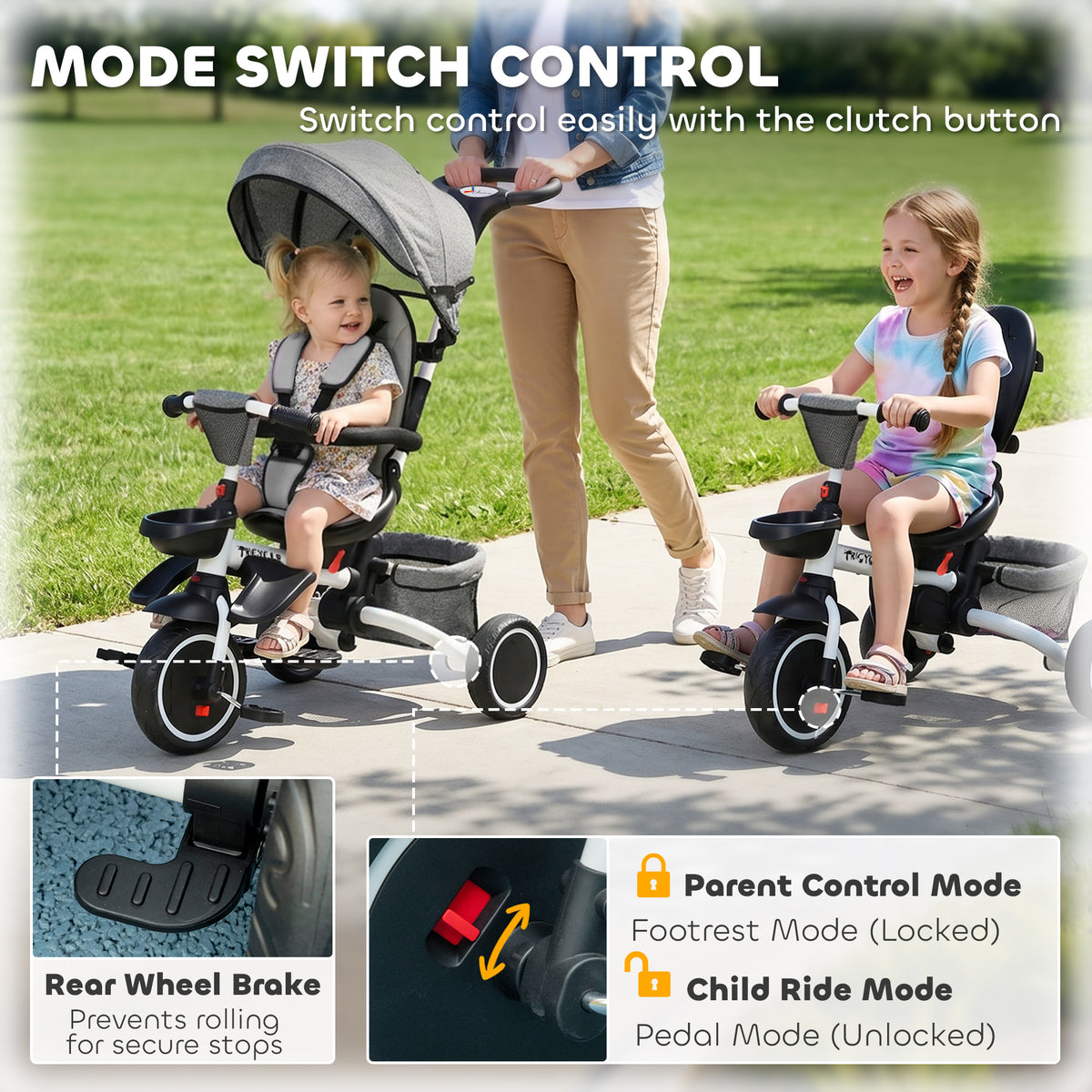 Triciclo evolutivo 6 en 1 convertible en silla de paseo y bicicleta infantil