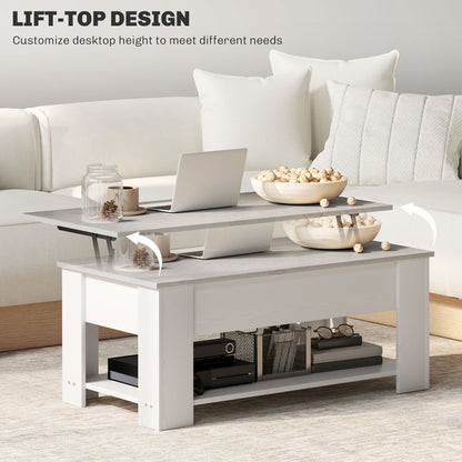 Lift Top Coffee Table with Hidden Storage and Open Shelf