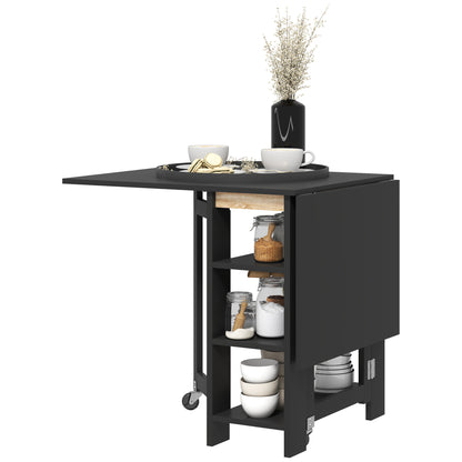 Folding Dining Table with Storage and Drop Leaves