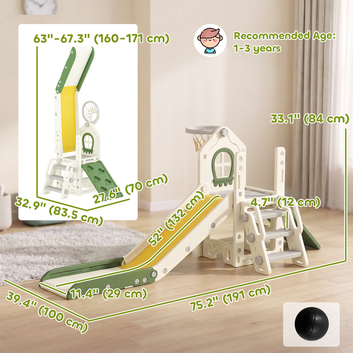 5-in-1 Toddler Slide Play Center
