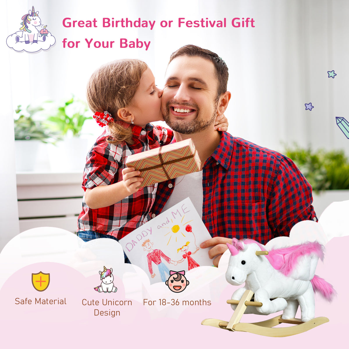 Baby rocking horse plush animal with sounds