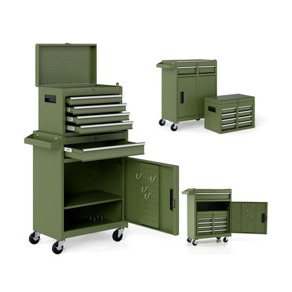 2-in-1 Rolling Tool Chest with 5 Sliding Drawers