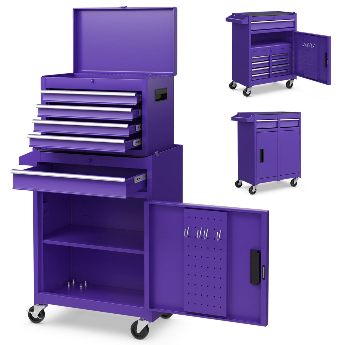 2-in-1 Rolling Tool Chest with 5 Sliding Drawers