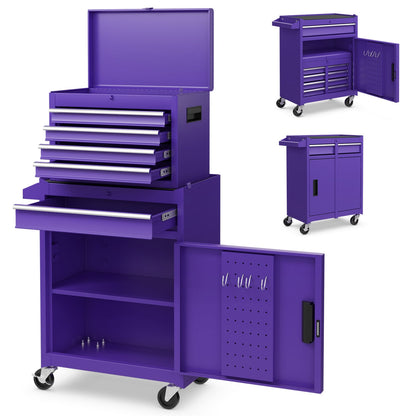 2-in-1 Rolling Tool Chest with 5 Sliding Drawers