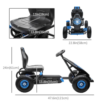 Kids Pedal Go Kart - Steel Frame with Hand Brake System