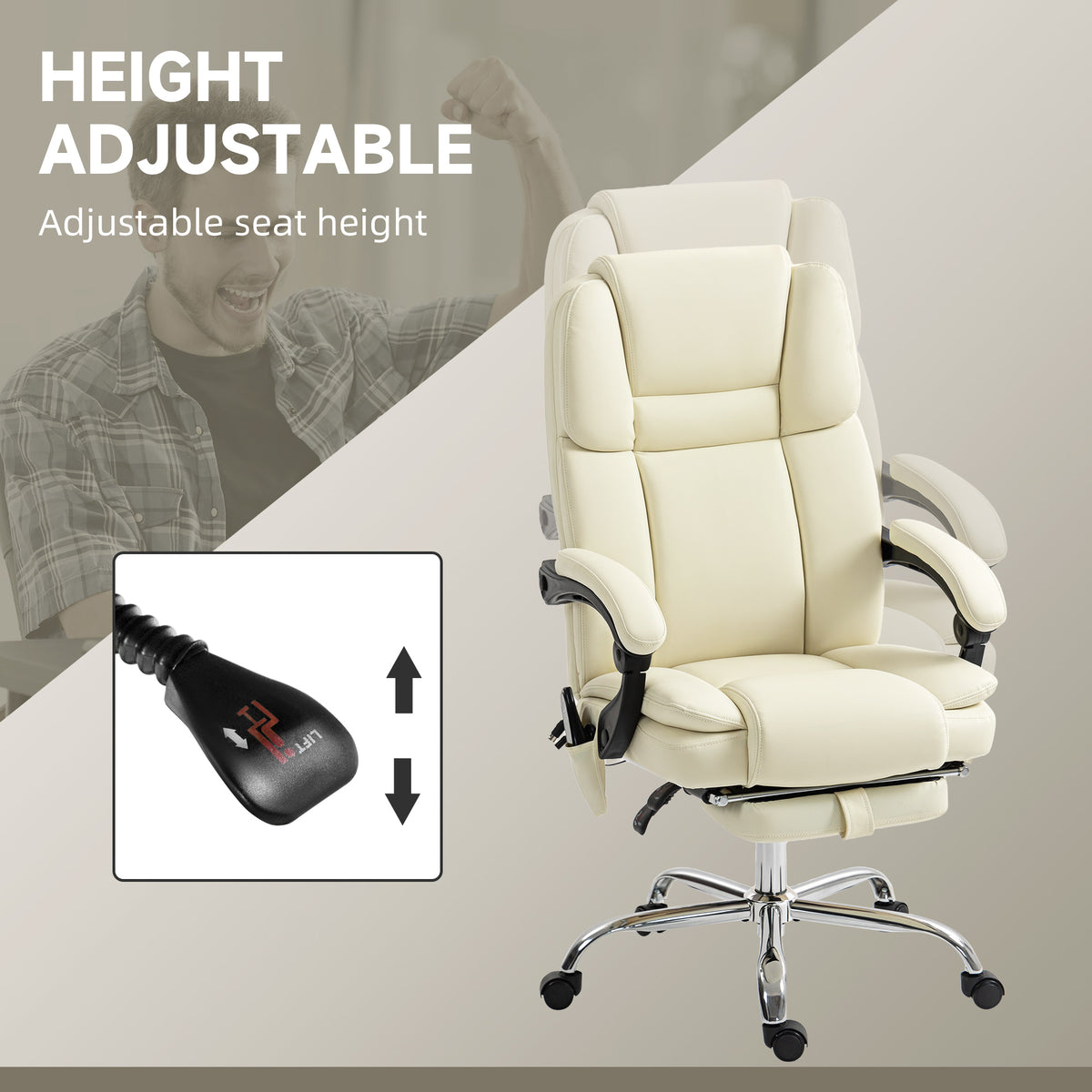 Reclining Massage Office Chair with Footrest
