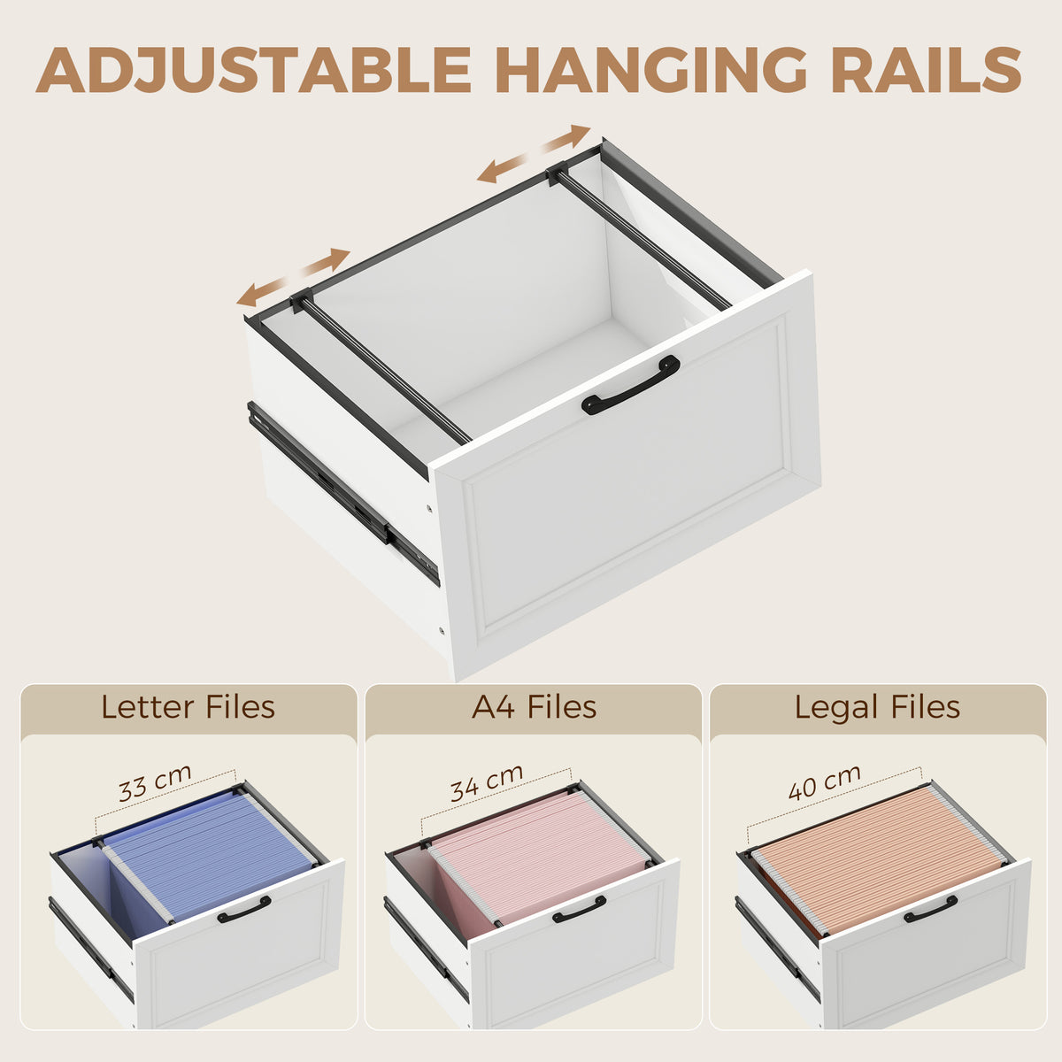 Lateral Mobile Filing Cabinet with Two Drawers