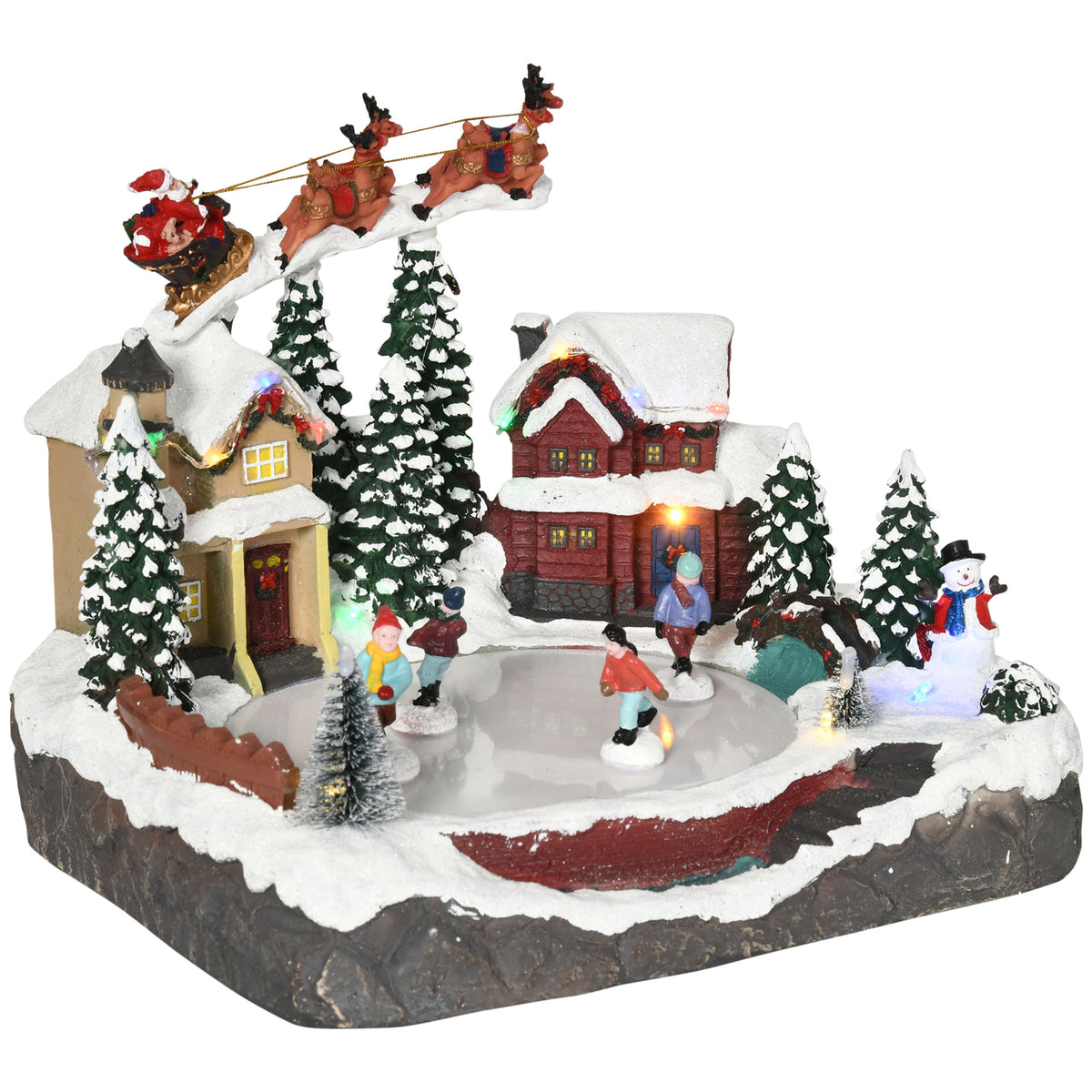 Animated Christmas Village Skating Pond LED Lights